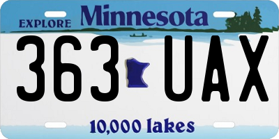MN license plate 363UAX