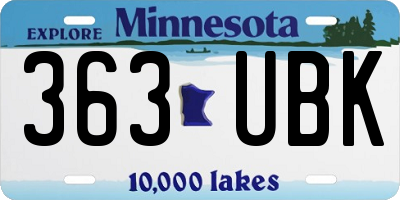 MN license plate 363UBK