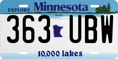 MN license plate 363UBW