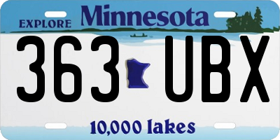 MN license plate 363UBX