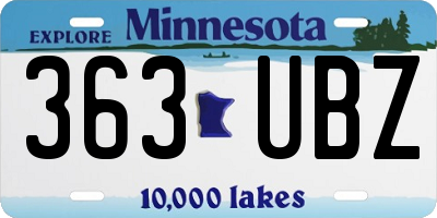 MN license plate 363UBZ