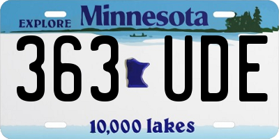 MN license plate 363UDE