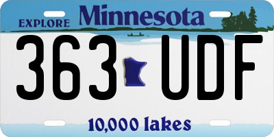 MN license plate 363UDF