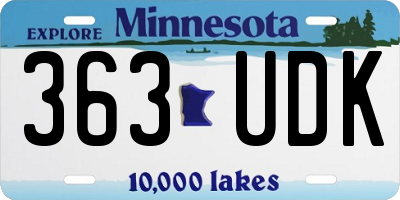 MN license plate 363UDK