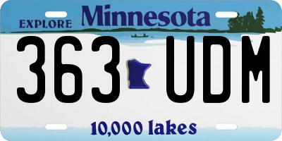 MN license plate 363UDM