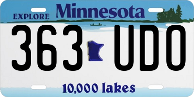 MN license plate 363UDO