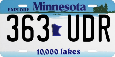 MN license plate 363UDR