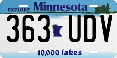 MN license plate 363UDV