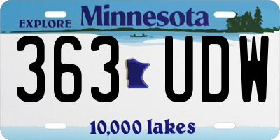MN license plate 363UDW