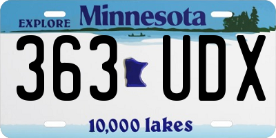 MN license plate 363UDX