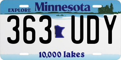 MN license plate 363UDY