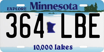 MN license plate 364LBE