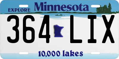 MN license plate 364LIX