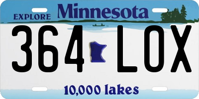MN license plate 364LOX