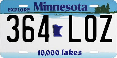MN license plate 364LOZ