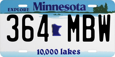 MN license plate 364MBW