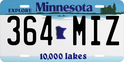 MN license plate 364MIZ