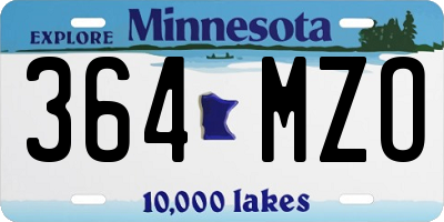 MN license plate 364MZO