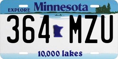 MN license plate 364MZU