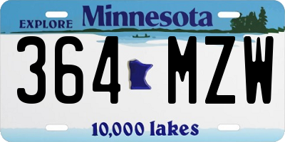 MN license plate 364MZW