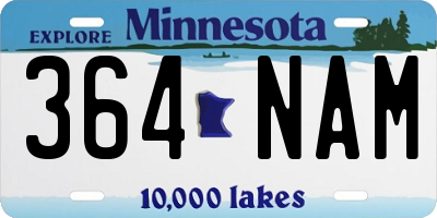MN license plate 364NAM