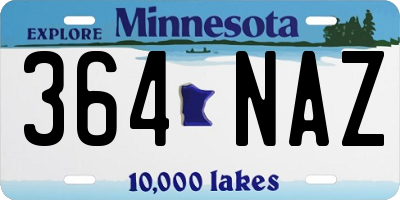 MN license plate 364NAZ