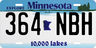 MN license plate 364NBH