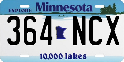 MN license plate 364NCX