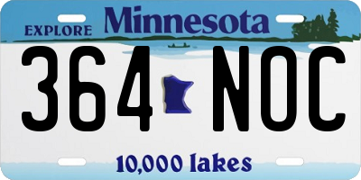 MN license plate 364NOC