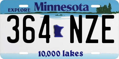 MN license plate 364NZE