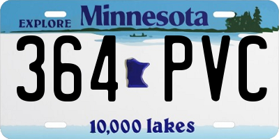 MN license plate 364PVC