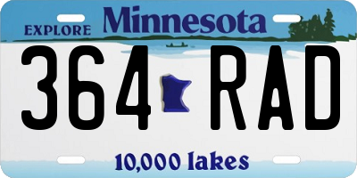 MN license plate 364RAD