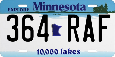 MN license plate 364RAF