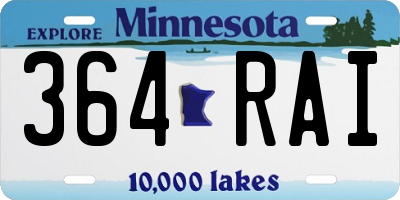 MN license plate 364RAI