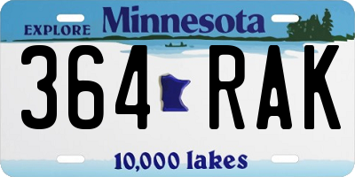 MN license plate 364RAK