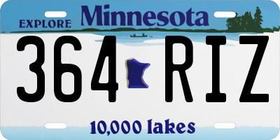 MN license plate 364RIZ