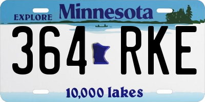 MN license plate 364RKE