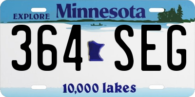 MN license plate 364SEG