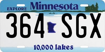 MN license plate 364SGX