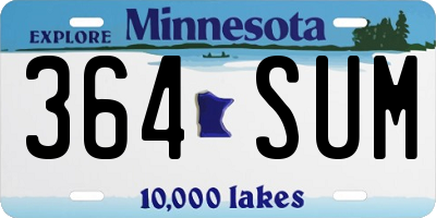MN license plate 364SUM