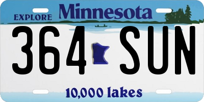 MN license plate 364SUN