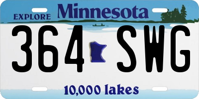 MN license plate 364SWG