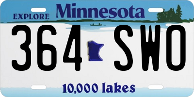 MN license plate 364SWO