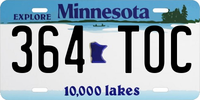 MN license plate 364TOC