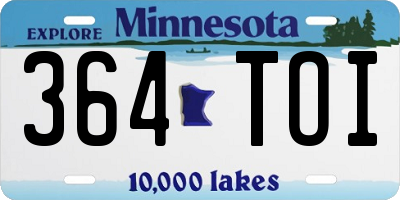 MN license plate 364TOI