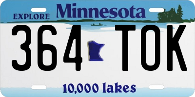 MN license plate 364TOK