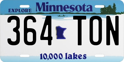 MN license plate 364TON