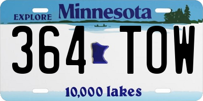 MN license plate 364TOW