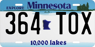 MN license plate 364TOX