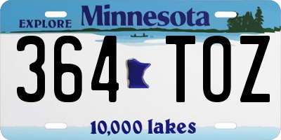 MN license plate 364TOZ